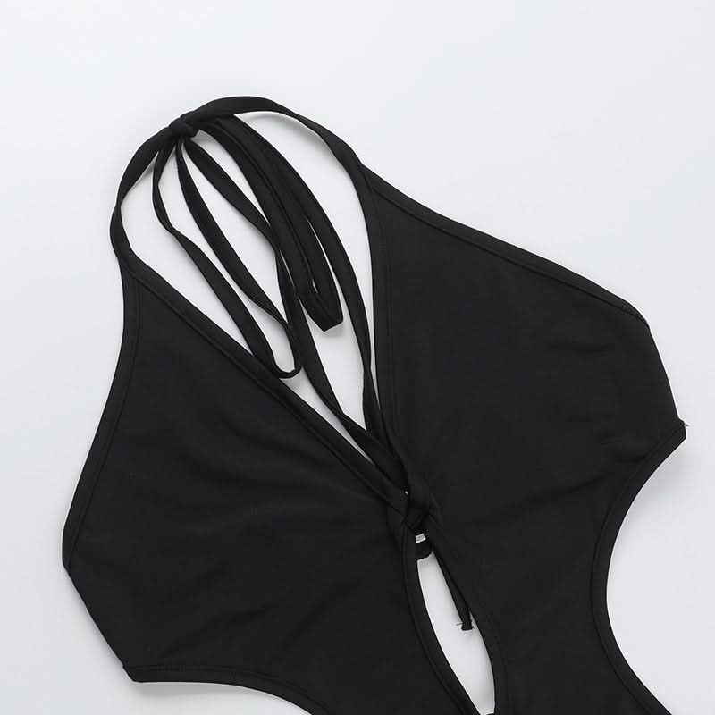 Halter hollow out o ring bodysuit
