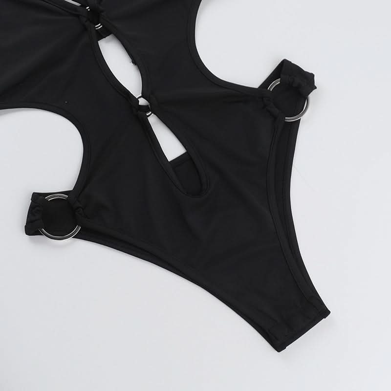 Halter hollow out o ring bodysuit