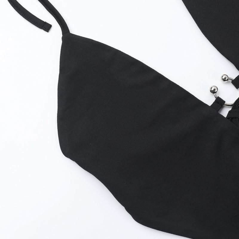 Halter self tie hollow out bodysuit