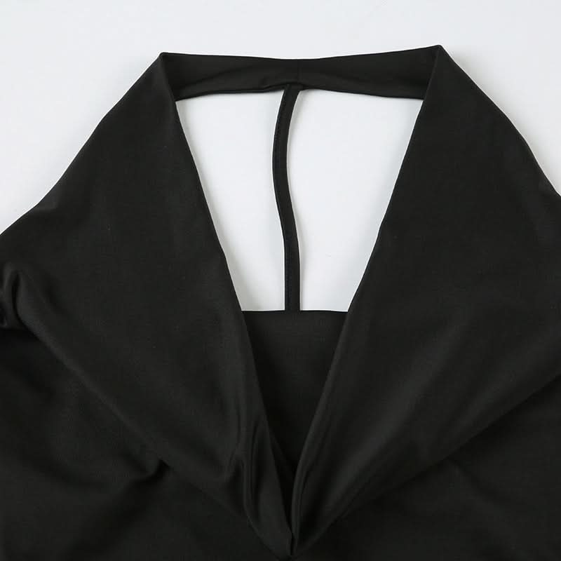 Cowl neck o ring backless mini dress