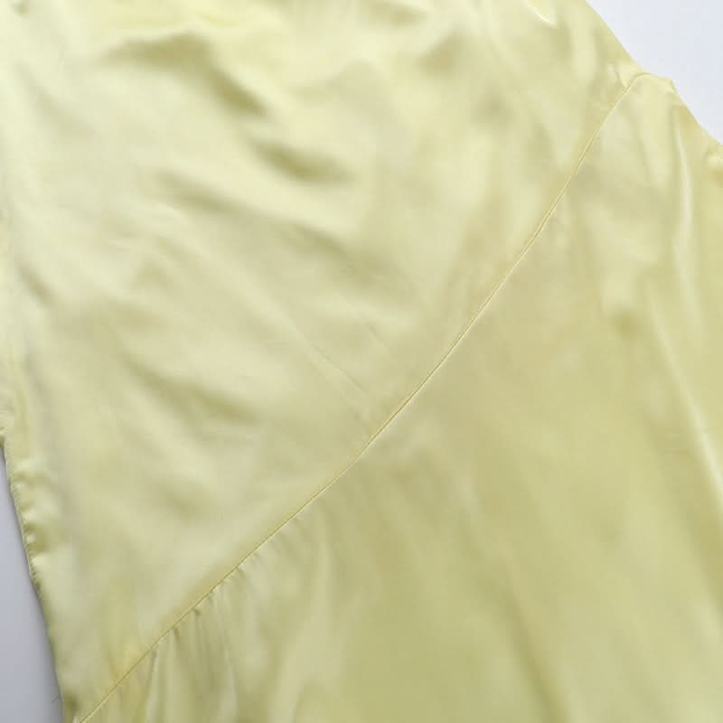 Cross back lace up satin cami maxi dress