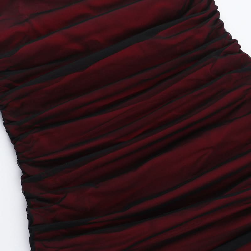 Ruched mesh cami mini dress