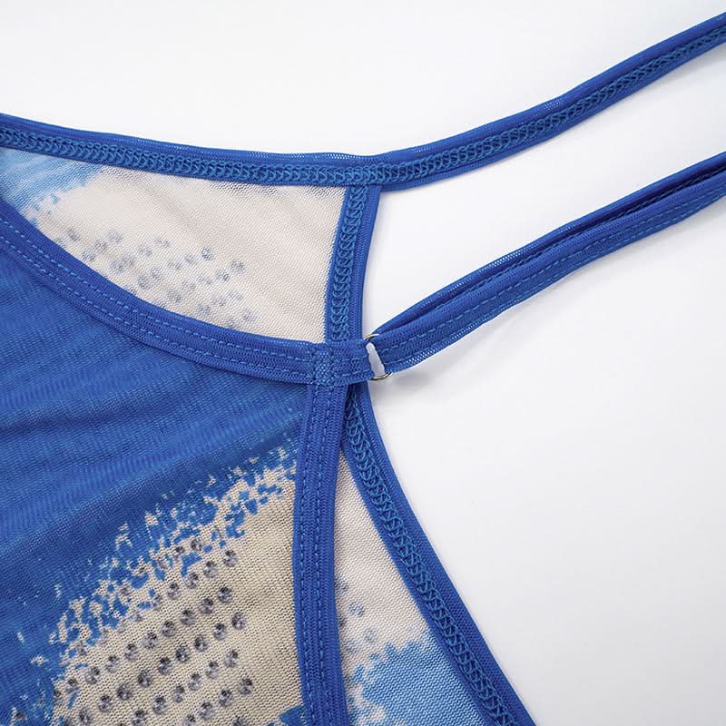 U neck contrast print cami maxi dress