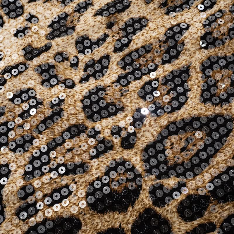 Leopard print o ring glitter hollow out tube cut out mini dress