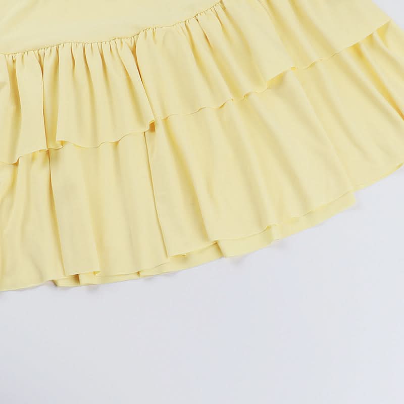 Ruched ruffle cami mini skirt set