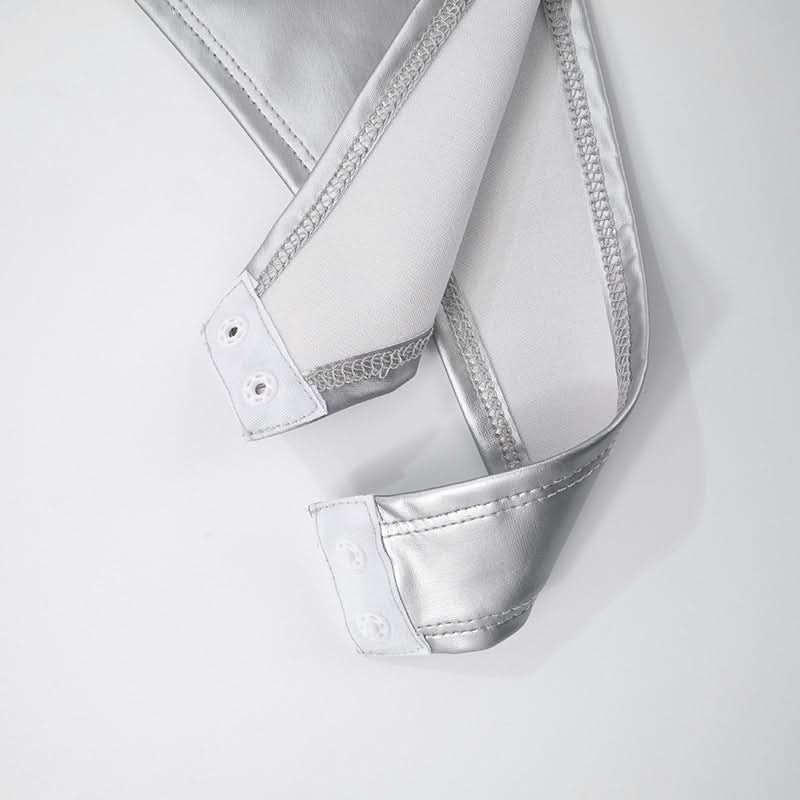 Metallic square neck backless bodysuit