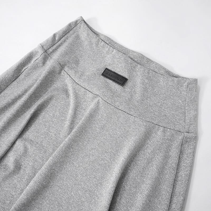 Crewneck short sleeve ruffle contrast midi skirt set