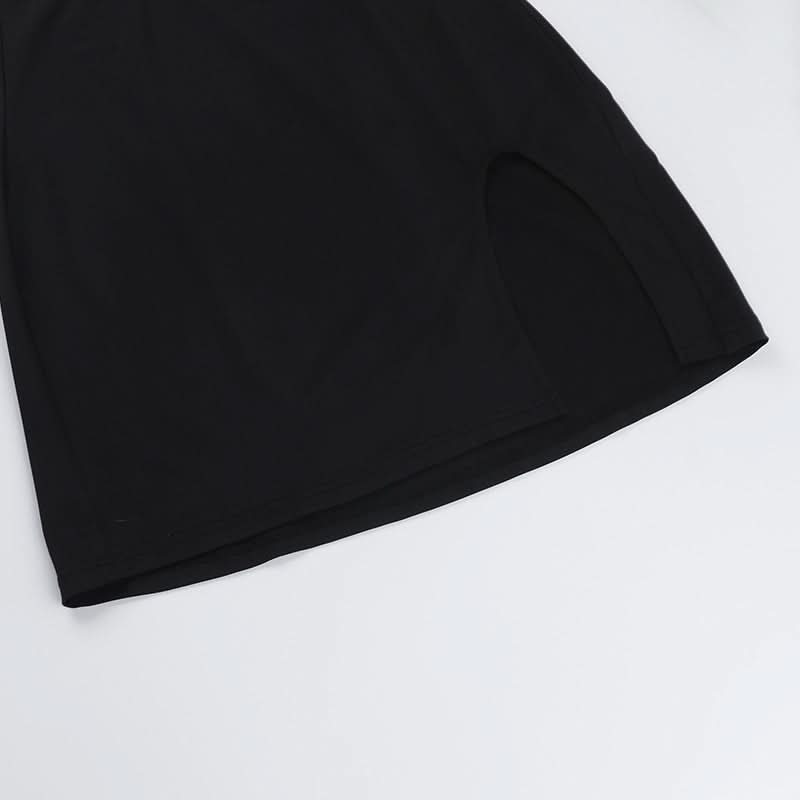 Long sleeve irregular slit hollow out cut out mini dress