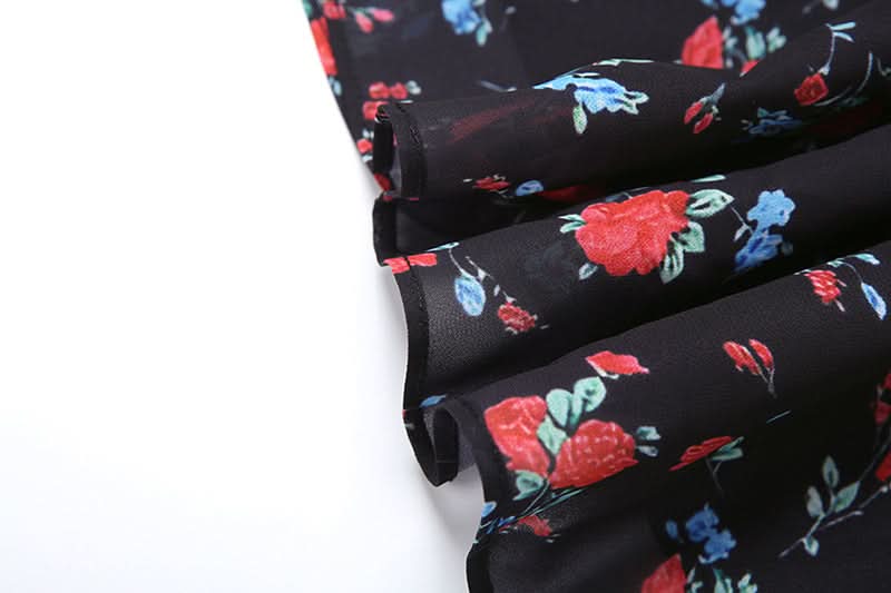 Off shoulder long sleeve flower print PU leather 2 piece mini dress