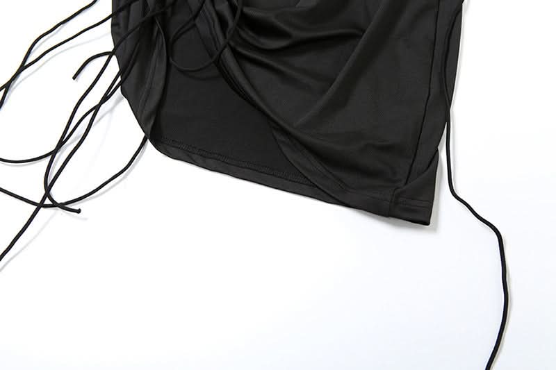 Drawstring cowl neck cami mini dress