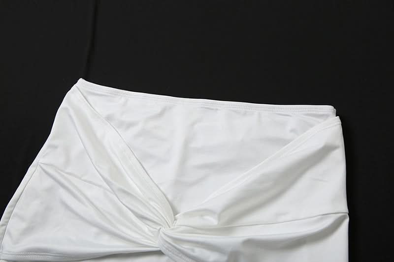 Off shoulder self tie ruched mini skirt set