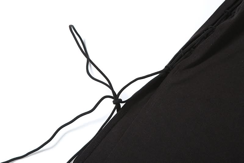 Spaghetti strap high slit lace up cami maxi dress