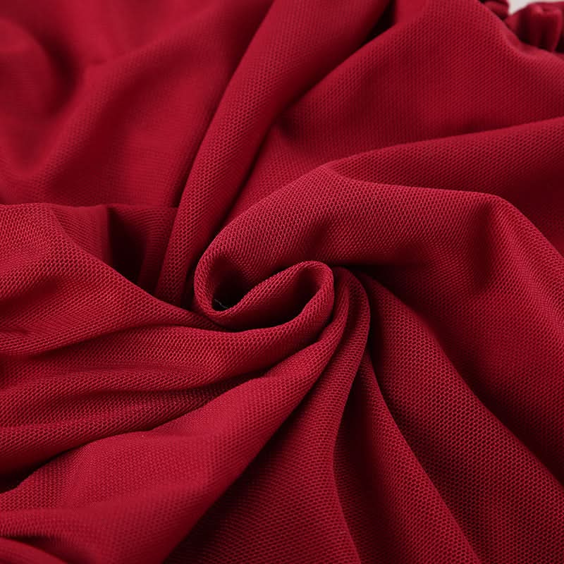 Bowknot ruffle mesh ruched mini dress