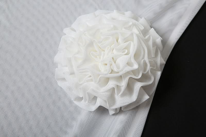 Cowl neck mesh flower applique cami maxi dress