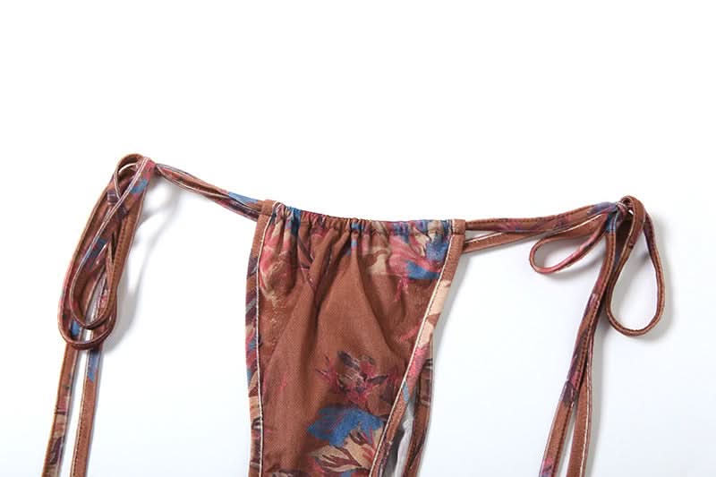 Halter contrast o ring knotted 3 piece mini skirt set