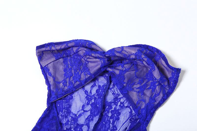 Lace sweetheart neck hollow out slit cut out maxi dress