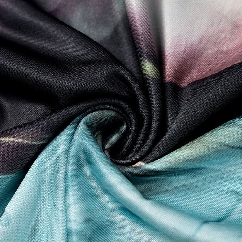 Ruffle character print contrast maxi skirt