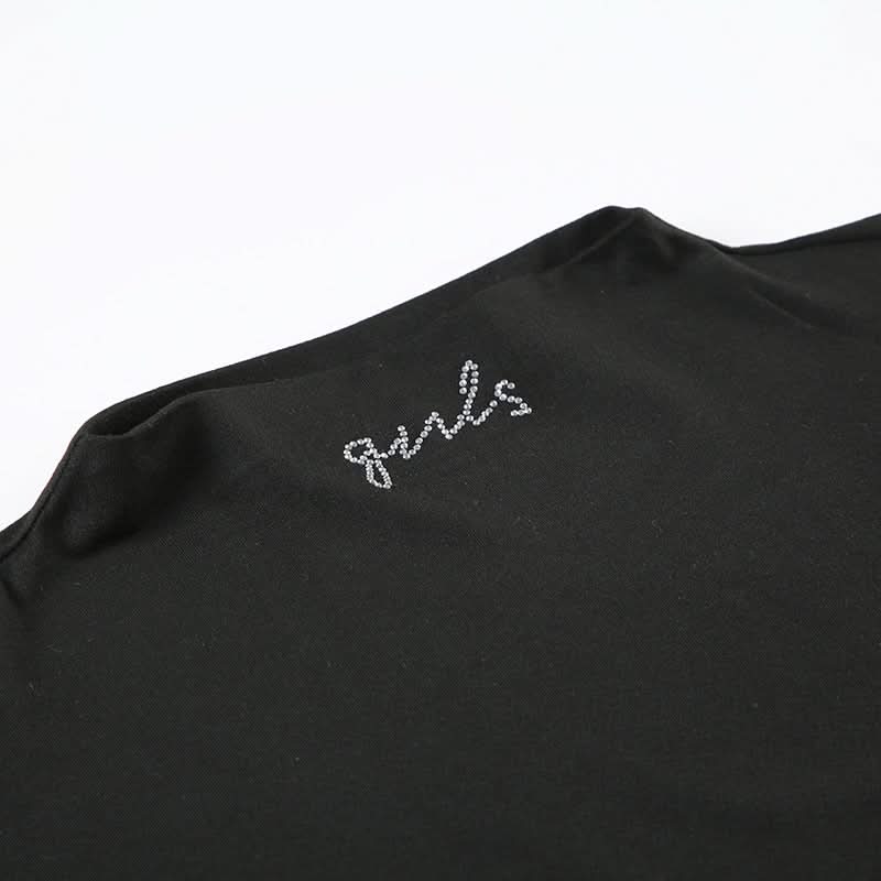 Short sleeve crewneck letter beaded mini dress