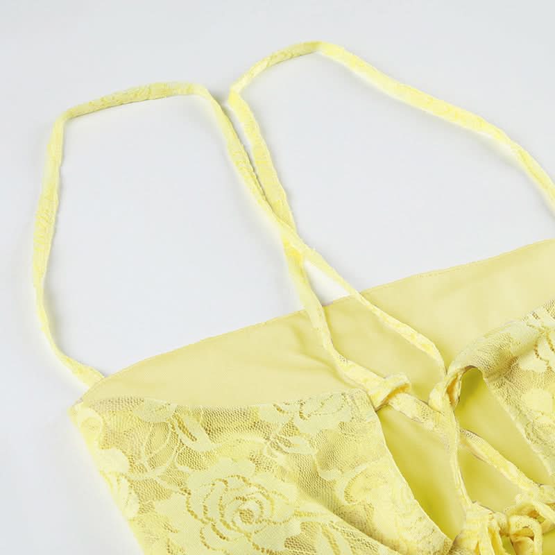 Self tie cross back lace cami top