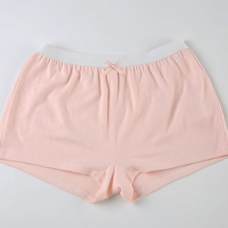 Bowknot lace hem cami short pant set