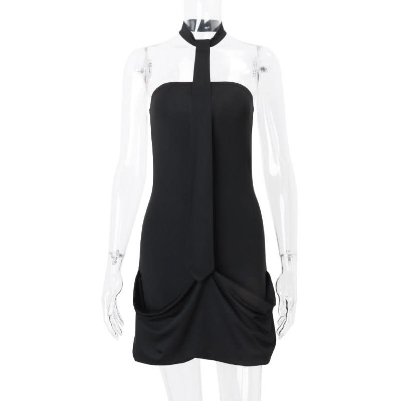 Halter ruched backless mini dress