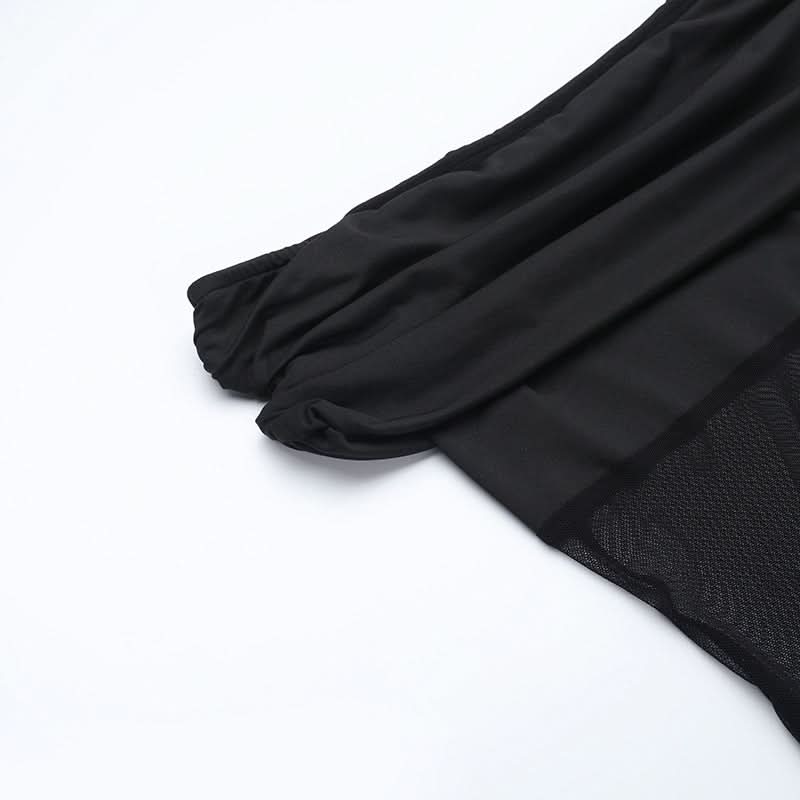 Off shoulder ruched mesh solid jumpsuit