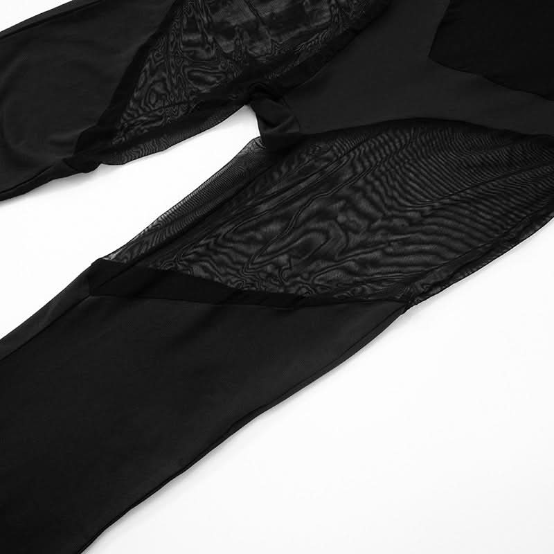 Mesh patchwork backless tube jumpsuit
