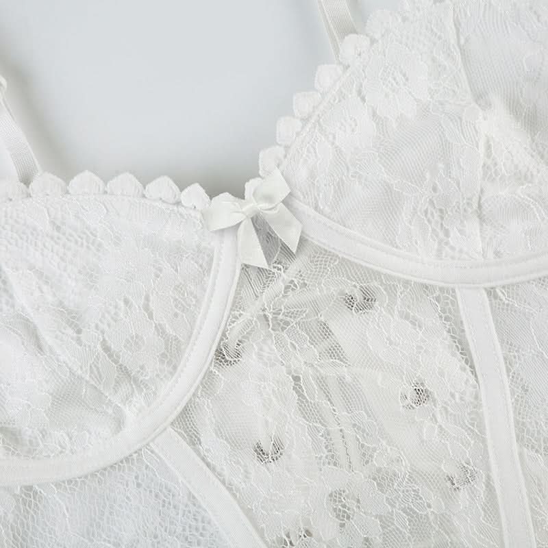 Lace v neck lace up bowknot corset cami top