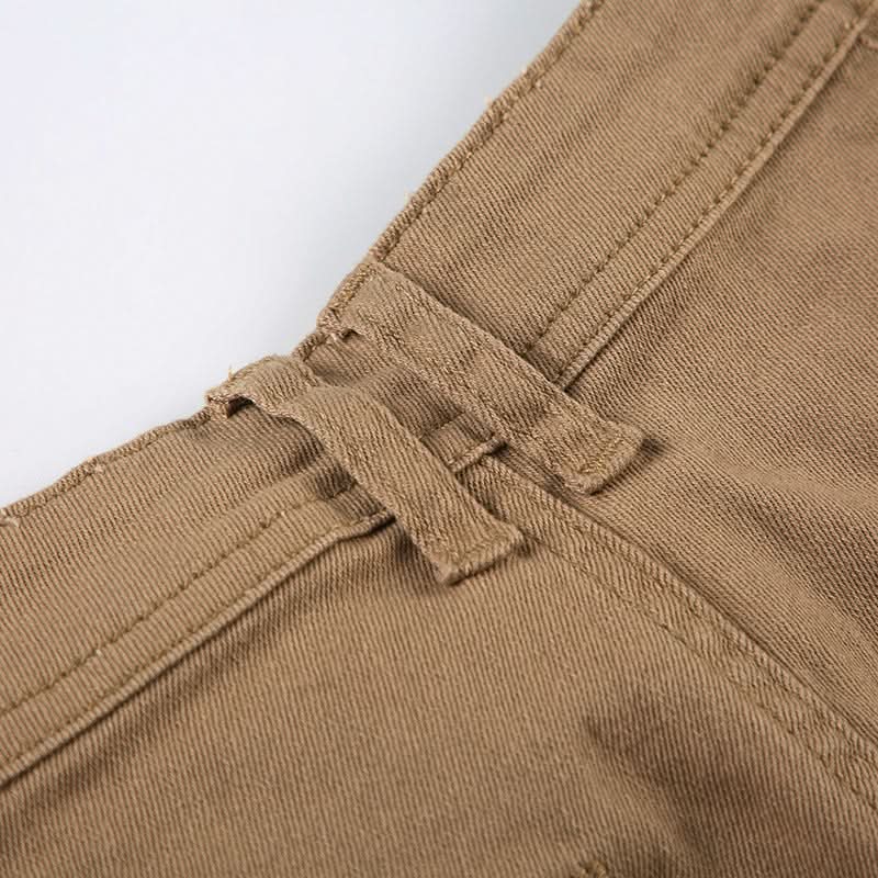 Button zip-up pocket low rise pant denim shorts