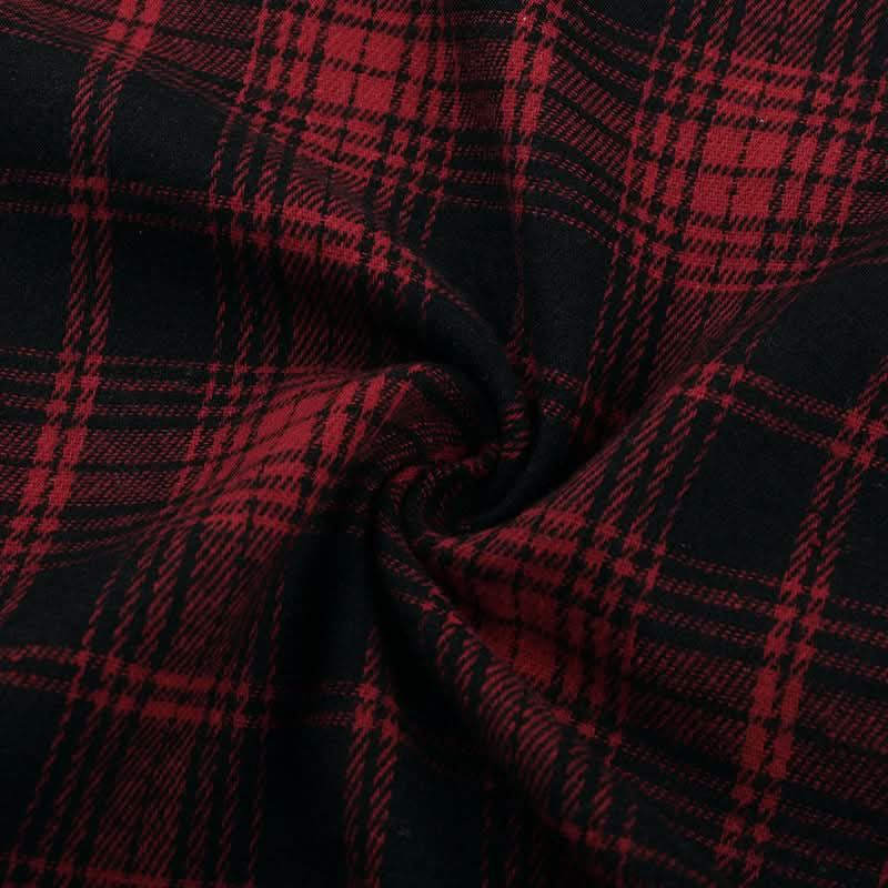 Plaid irregular buckle contrast maxi skirt