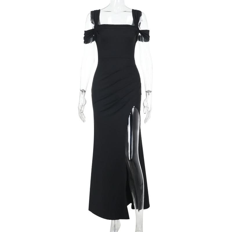 Off-Shoulder High Slit Maxi Dress