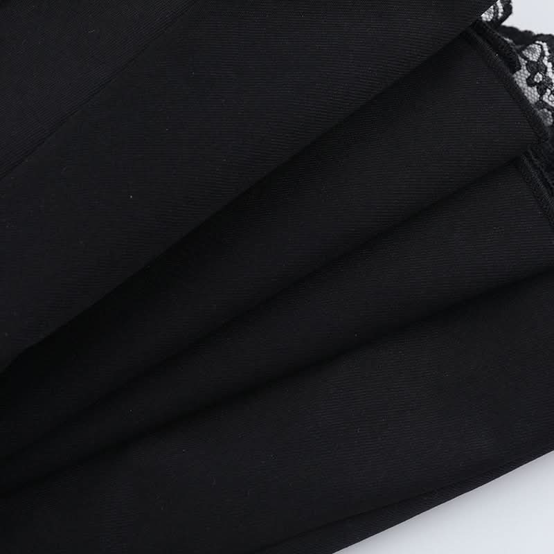 Pleated lace hem mini skirt