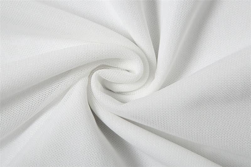 White mesh patchwork solid maxi skirt