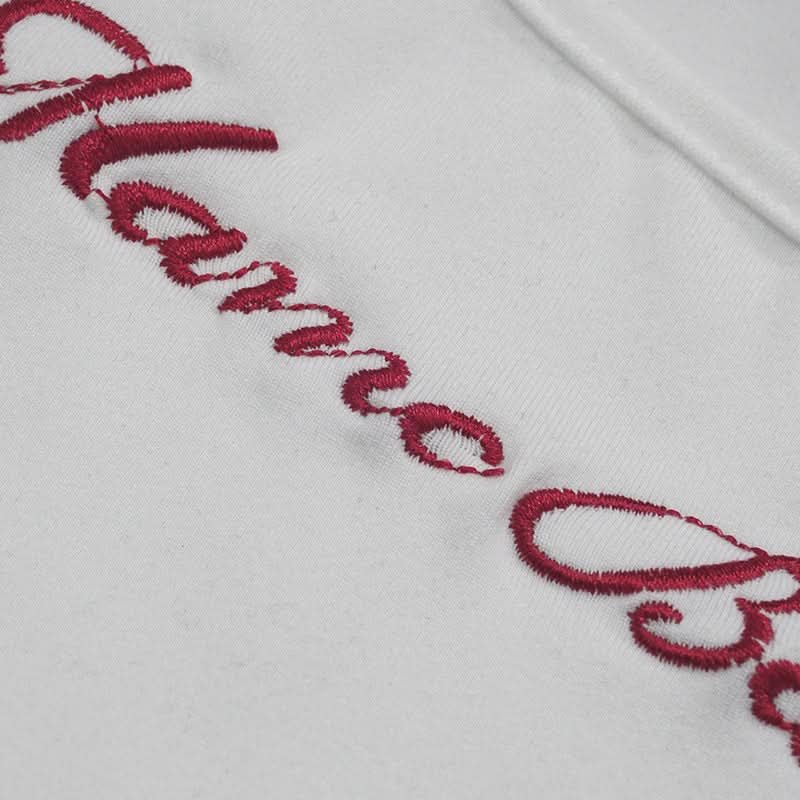 Long sleeve hoodie lace hem embroidery 2 piece top