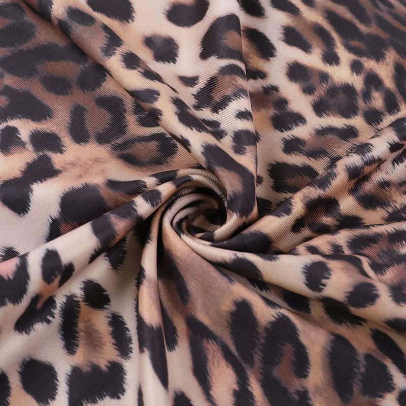 Leopard print self tie halter v neck maxi skirt set