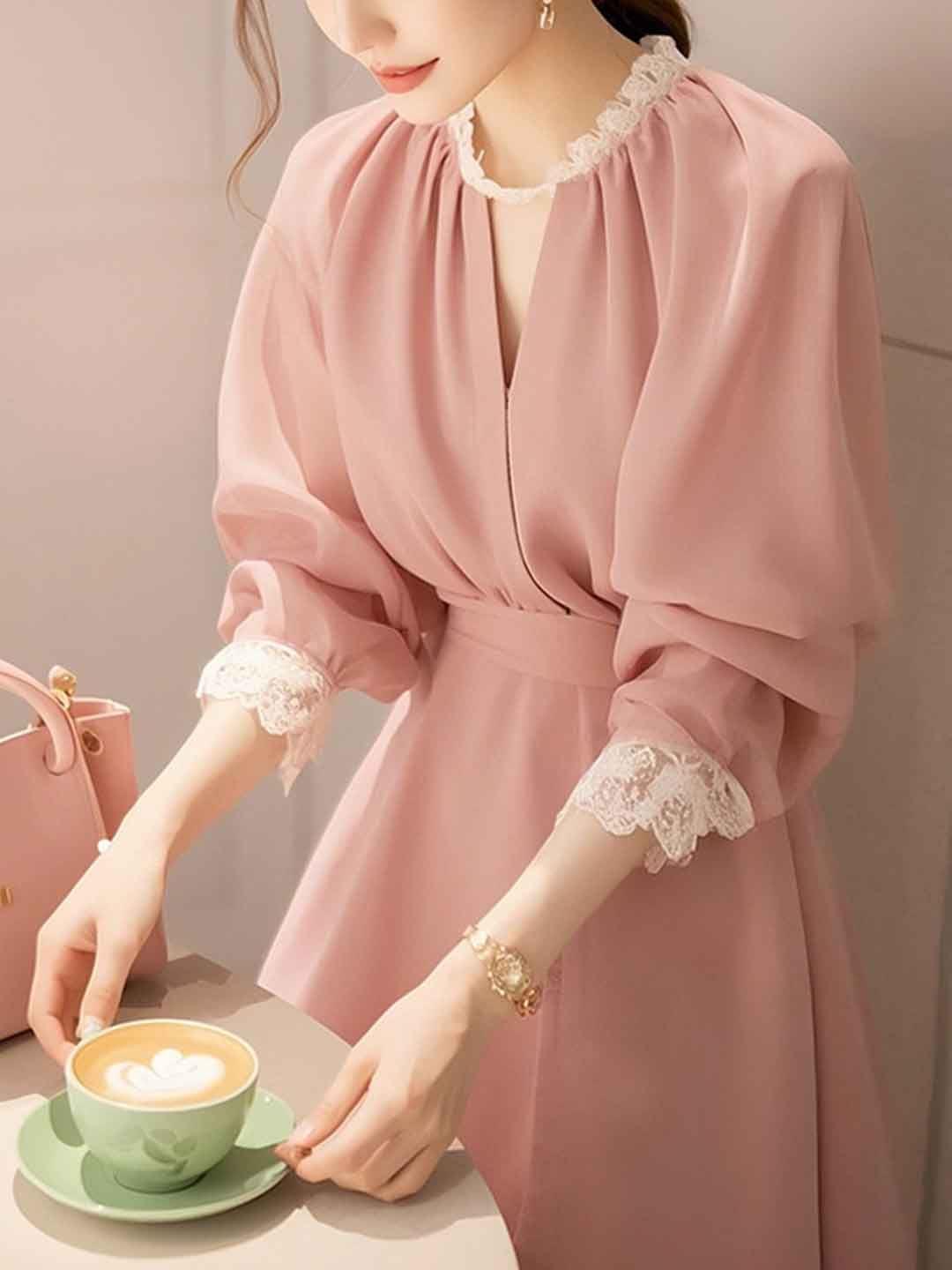 Amelia Classic V-neck Lace Dress