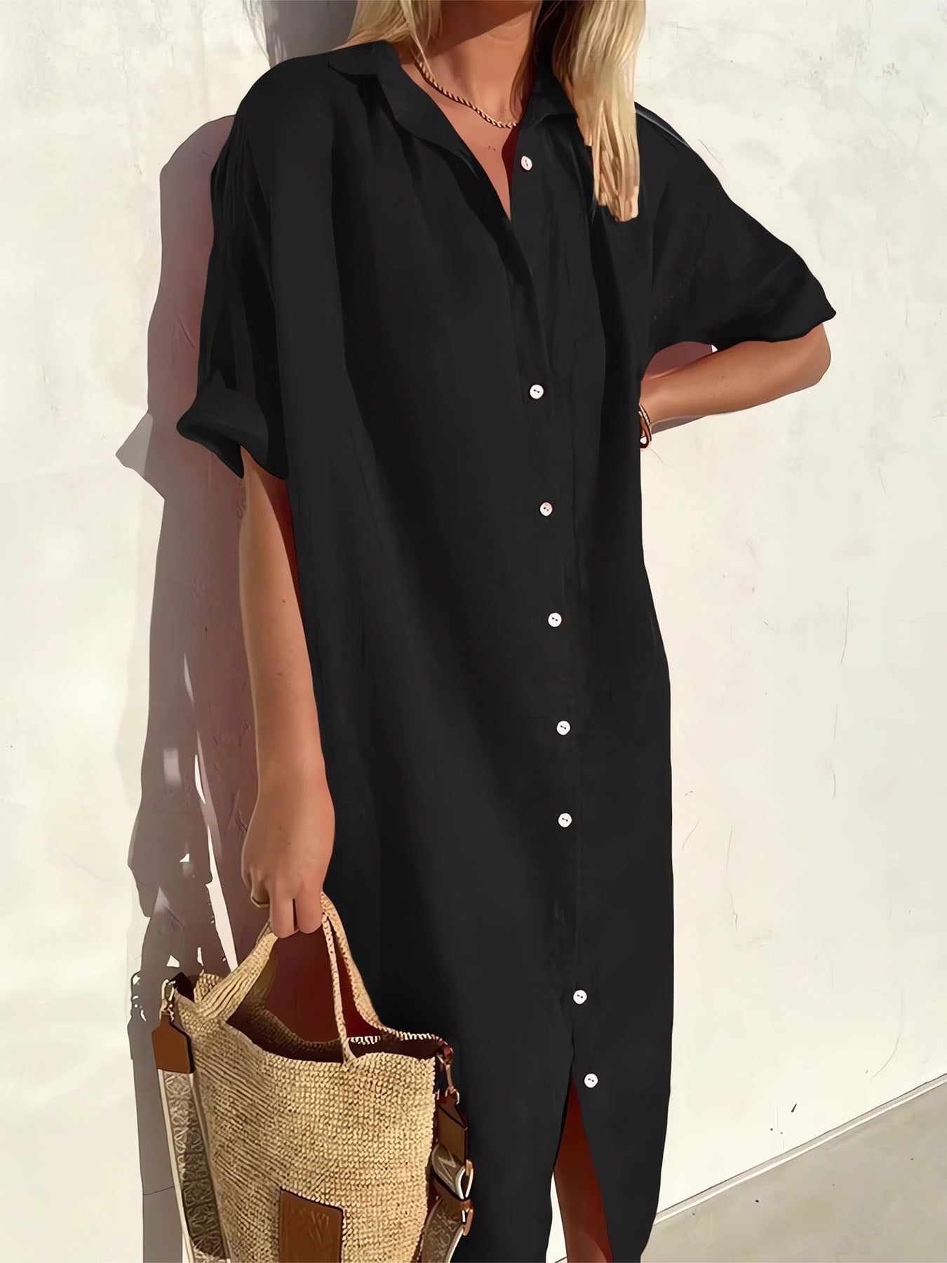 Casual Loose Button Dress