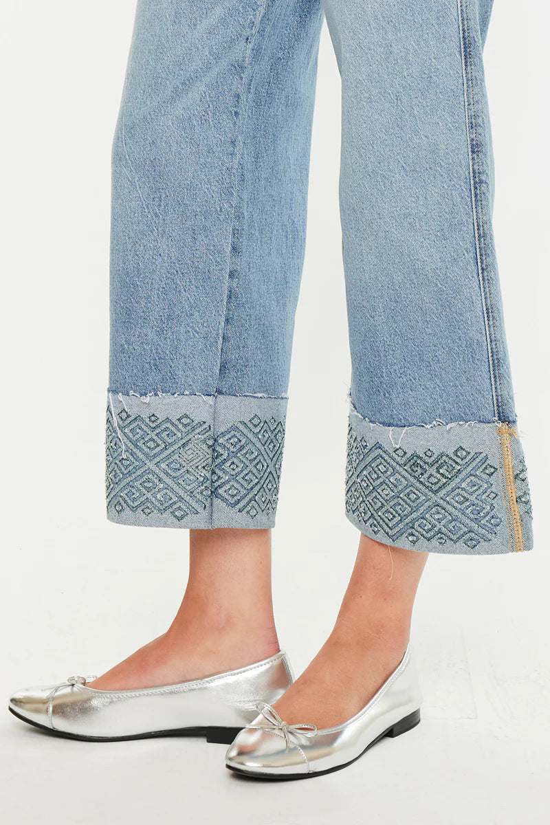 Stretch High Waist Wide Leg Jean