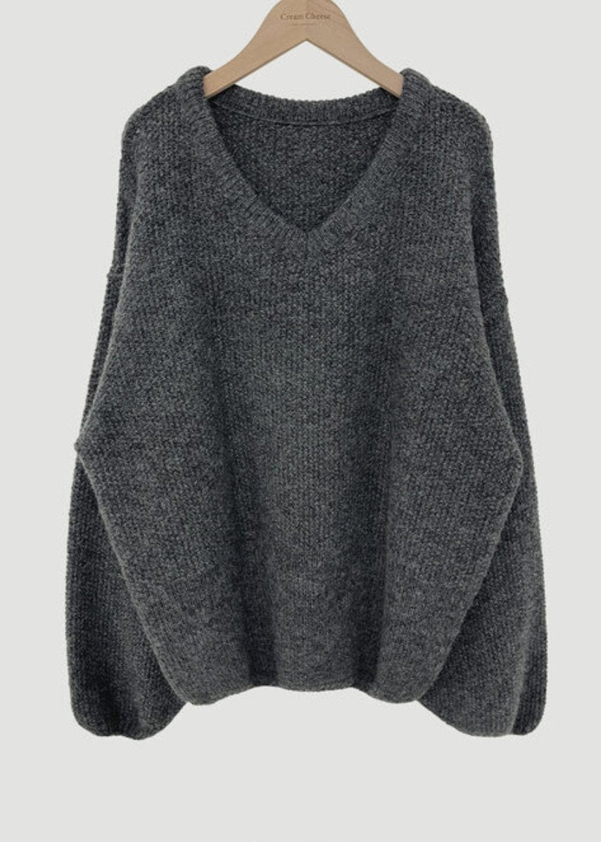 Cozy V-neck Loose Knit Pullover