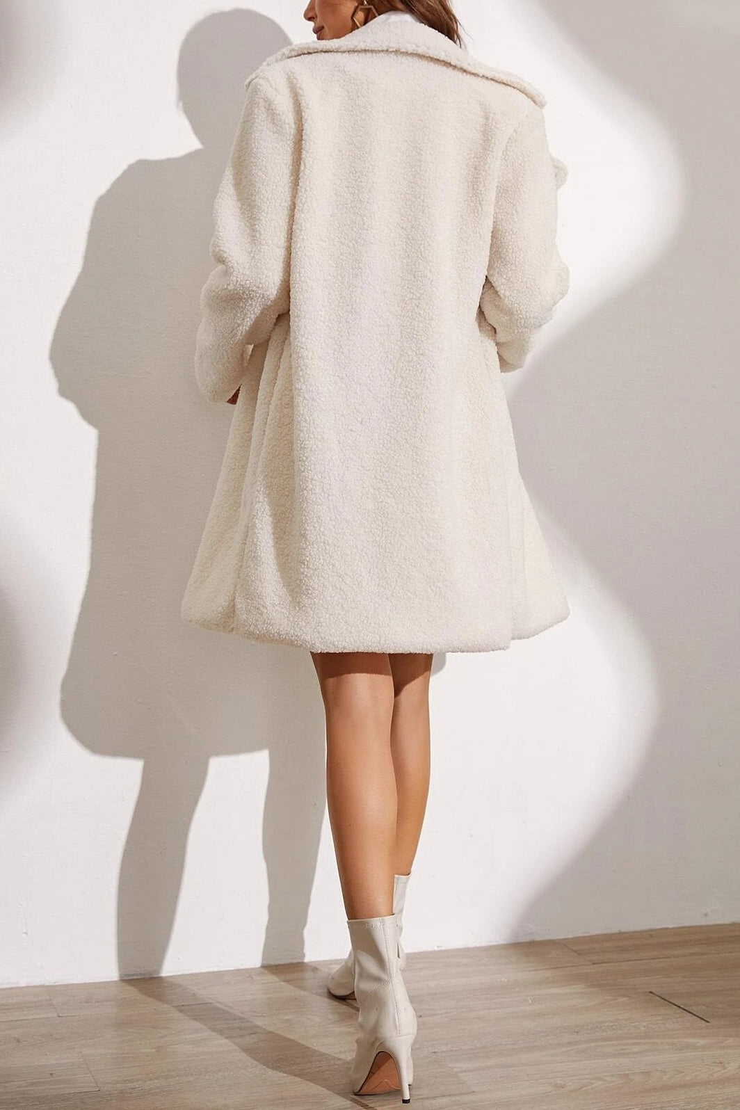 Longline Lapel Plush Winter Coat