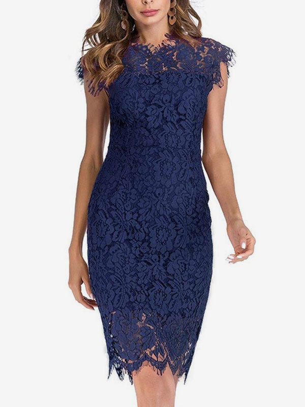 Birthday Bodycon Lace Dresses Designed Neckline Midi Sheath Dress Casual Pencil Dress 2026