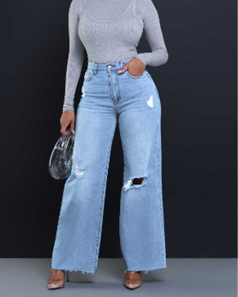 High-Rise Loose Straight Jeans