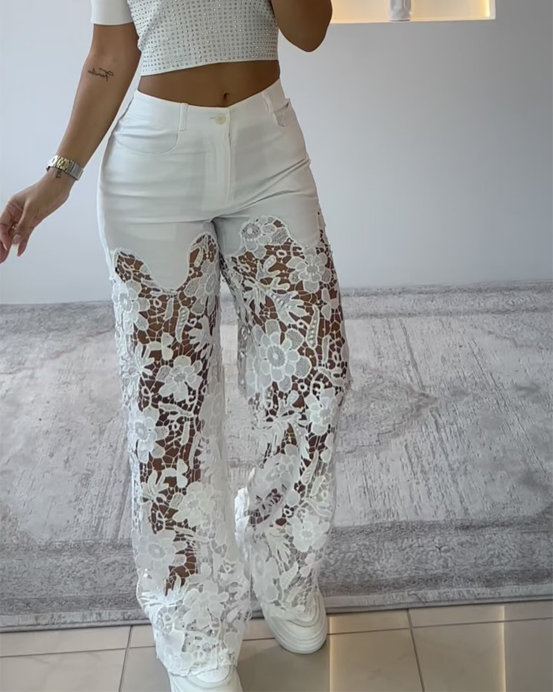 Patchwork Lace Pattern Trousers (Pre-Sale)