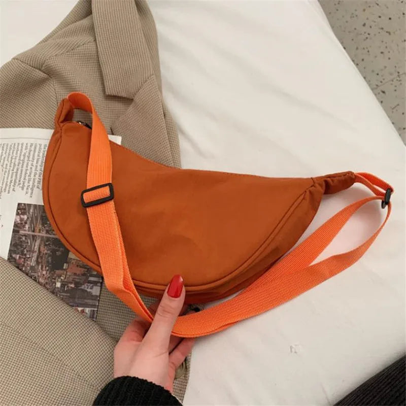 Solid Color Nylon Travel Crossbody Waist Bag