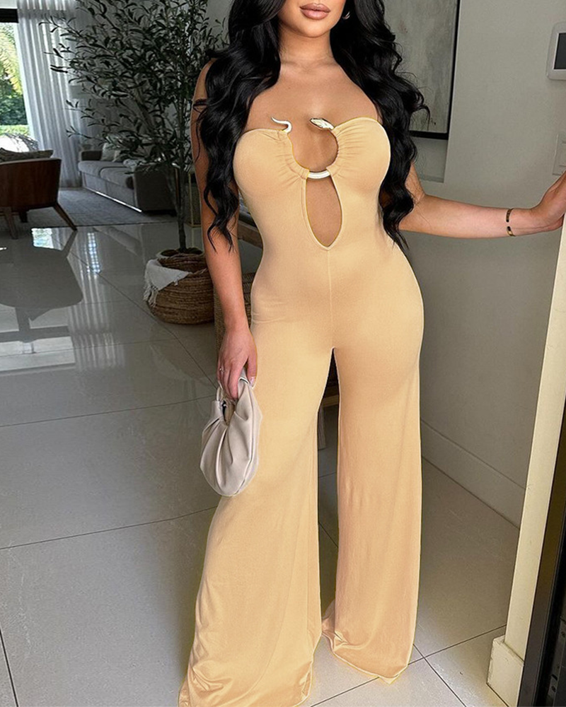 Backless Cut-Out Trim Jumpsuit
