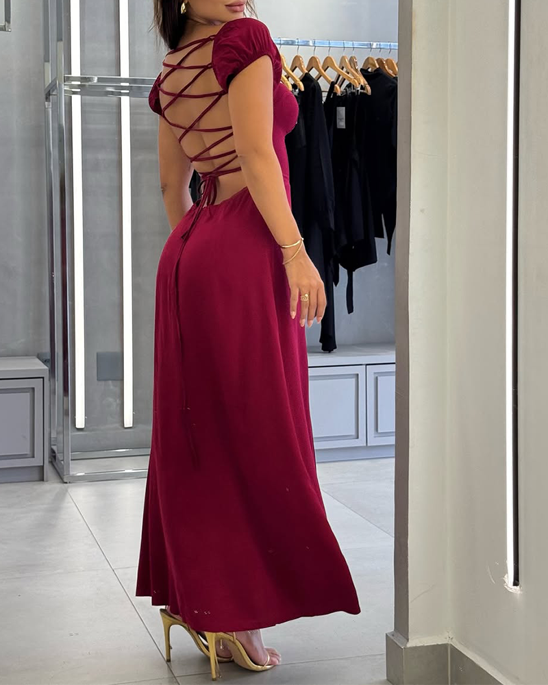 Square Neck Slit Elegant Dress (Pre-Sale)