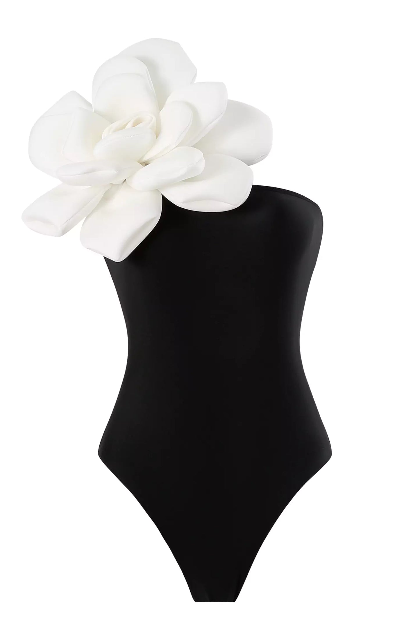 Nataly Black Big Flower Swimwear