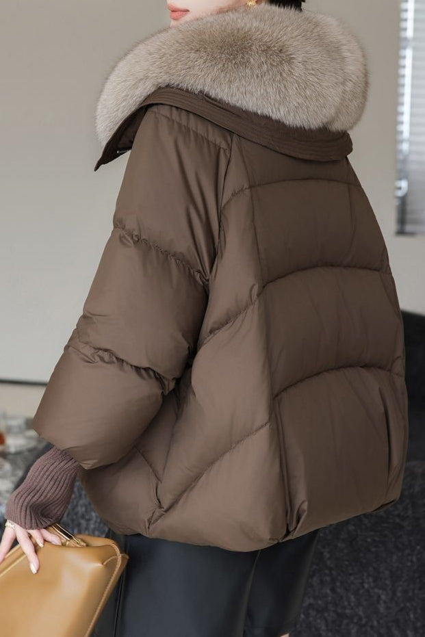 Plush Lapel Cropped Puffer Jacket