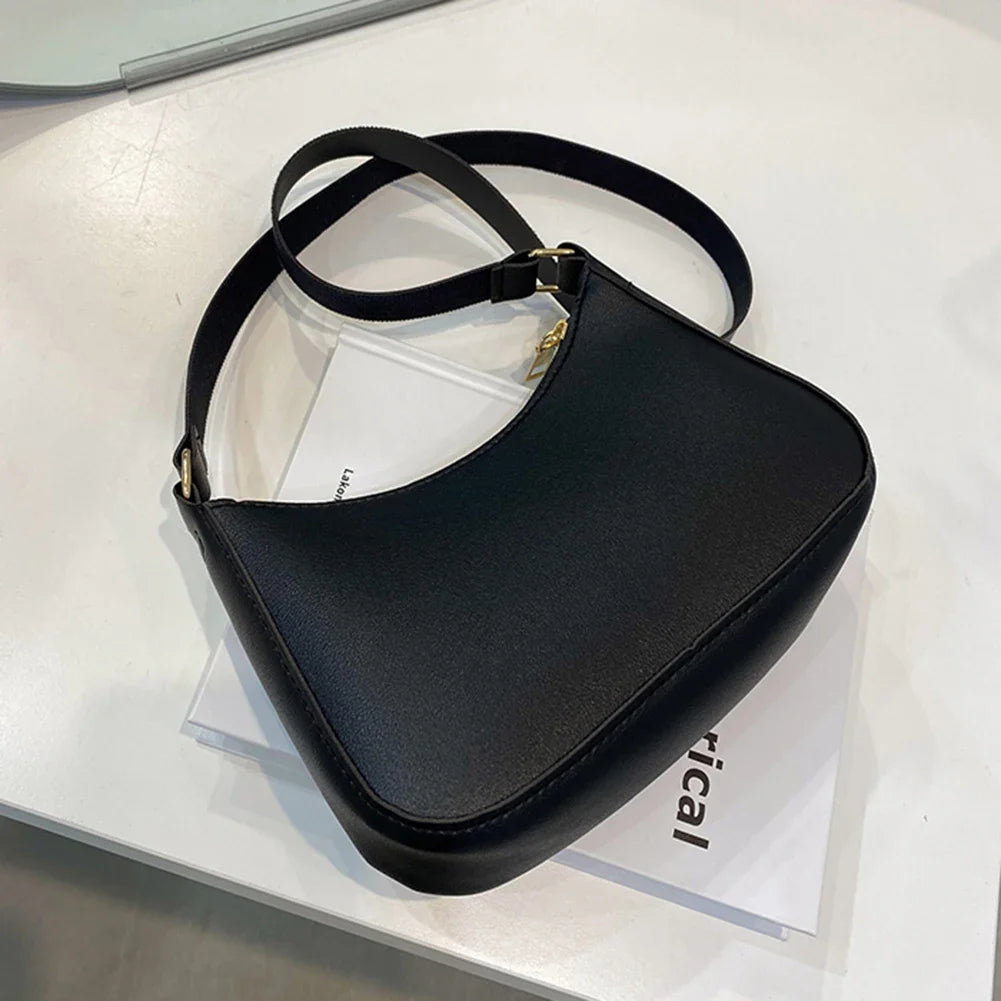Solid Color PU Leather Casual Shoulder Bag