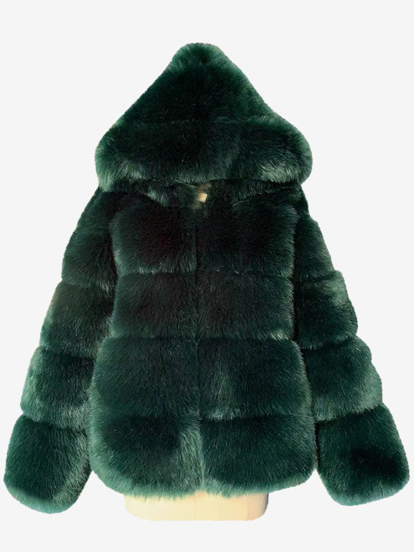 Hooded Faux Fur Coat Winter Short Eco-friendly Fur Jacket For Women 2026